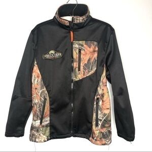 Trail crest black zip up hunting theme jacket coat